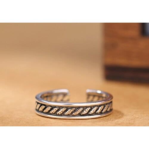 YIZIZAI Tibetan Silver Vintage Rings for Men Finger Rings Opening Adjustable Ring Simple Style Friendship Gifts
