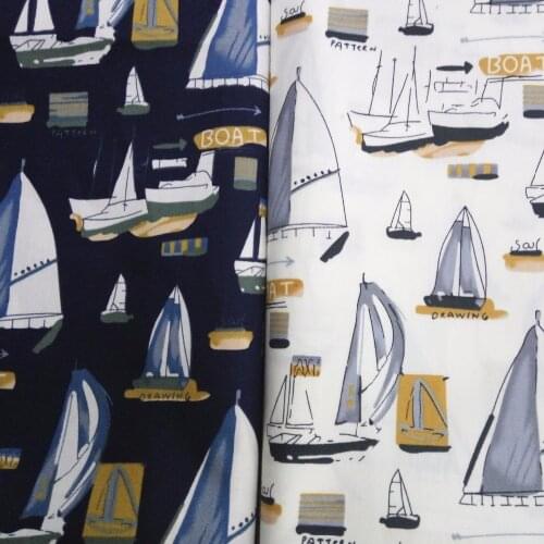 The boat print reactive printing and dyeing cotton fabric for shirt dress patchwork tissu telas tissus au meter tecido tecidos