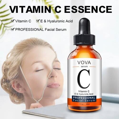 30ml Vitamin C Face Serum Long Lasting Moisturizing Improve Roughness Lighten Spots Hyaluronic Acid Facial Essences Care Tool