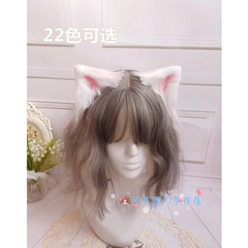 22 Colors Anime Lolita Handmade simulation Animal Ear Hairpin wolf Dog Ear Clip Three flower Cat Tiger Spot Hair Clip Headwear 2