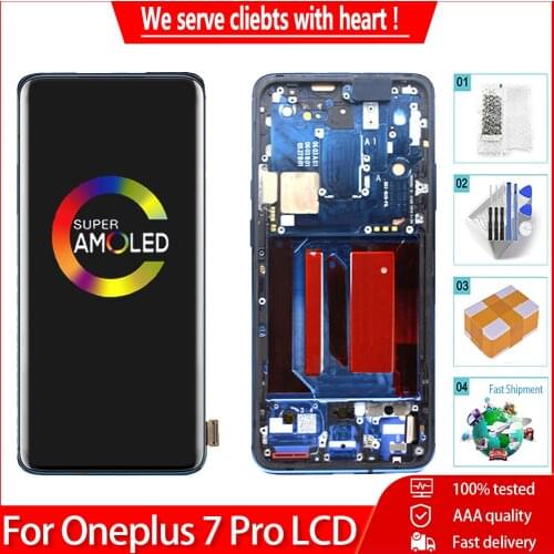 6.67" Original For OnePlus 7 Pro LCD Display Touch Screen Digitizer Assembly With Frame Replacement Parts For One Plus 7 Pro LCD