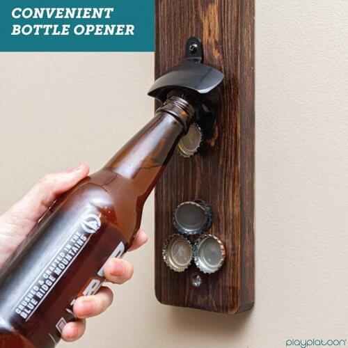 1 Set Hook Ring Game with Bottle Opener Active Tension Wood Interesting Indoor Outdoor Wall Game Kit for Party