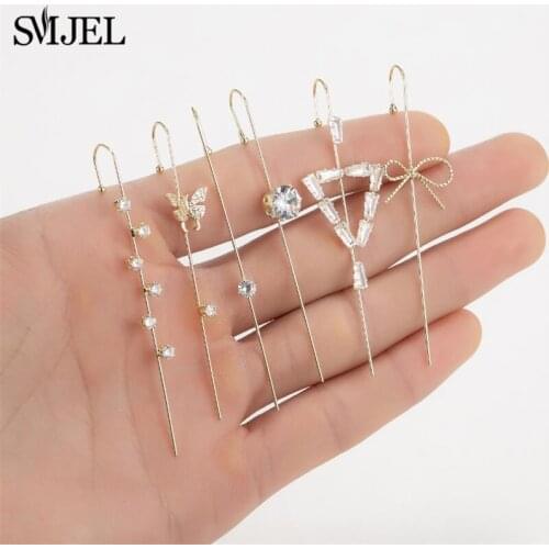 1PC Ear Wrap Crawler Hook Earrings Crawler Hook Snowflake Ear Needles Around The Auricle Jewelry Women Wedding Piercing Earrings
