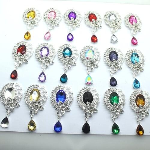 10pcs/lotSilver flower pendant Rhinestone broochdiySuitablefoMsrspringsummer autumn and winterMs clothing jewelry accessories