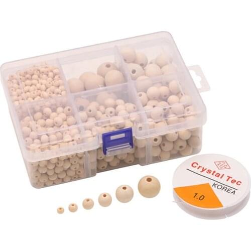 1105pcs/Set Unfinished Wooden Beads Natural Wood Teething Bead DIY Jewelry