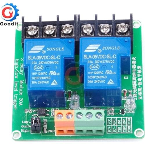 2 Channel Relay Module 5V 12V 24V 30A High And Low Level Trigger PLC Automatic Control Module Without Guide Rail For Smart Home