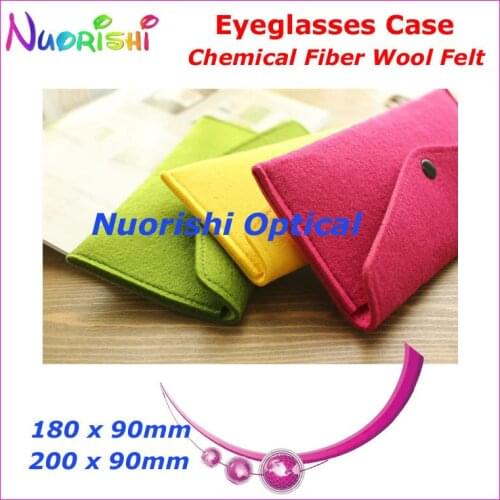 20pcs 5 Colors Wholesale Chemical Fiber Wool Felt With Push Button Glasses Eyeglass Sunglass Bag Case Pouch WF01 Free Shipping