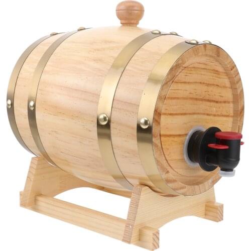 New 1.5L Bar Self-brewed Oak Barrels Catering Wooden Wine Barrels Decoration Wooden Barbecue Shop Self-service Beer Barrels