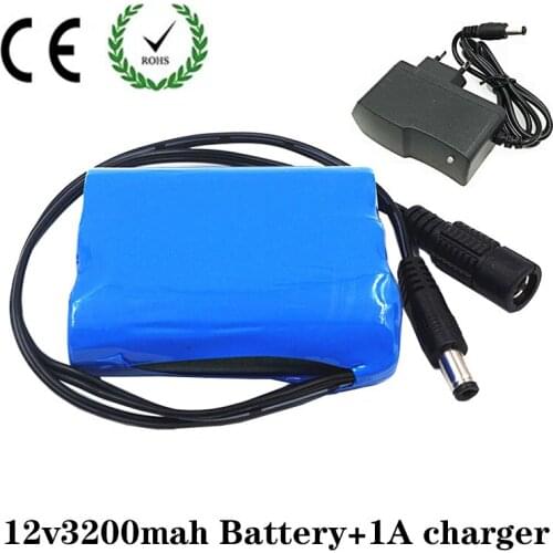 Brand New Original 12V 3.2Ah 3200mah 18650 12V + High Quality PCB Rechargeable Battery Pack Protection Board 12.6 V 1A Charger