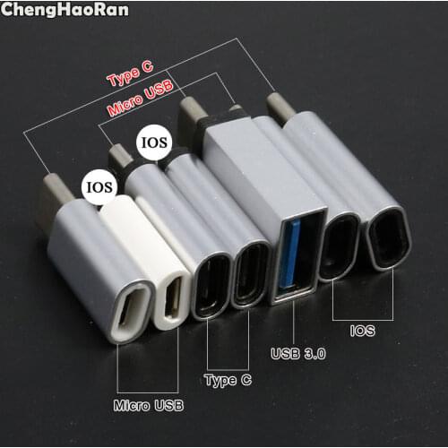 ChengHaoRan Micro USB To Type C IOS Adapter Connector for Xiaomi Huawei Samsung S8 Type C to USB 3.0 USB-C Mobile Phone Adapter