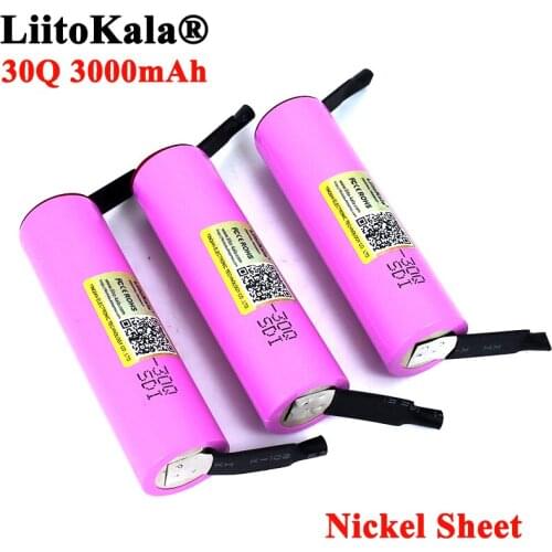 Liitokala New 30Q 18650 3000mAh Rechargeable battery INR1865030q 3.6V discharge 20A Max 35A Power batteries DIY Nickel Sheet