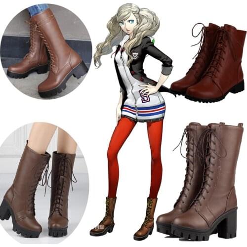 Anime Persona 5 Anne Takamaki style shoes Games Customize Cosplay Shoes Boots fashion High-end leather Halloween cosplay shoes