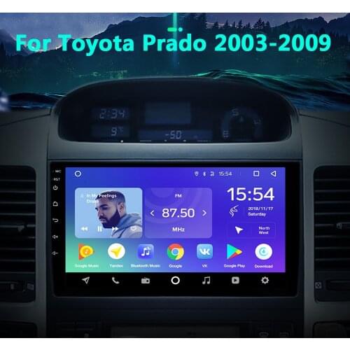 2+16G 9 inch Car MP4 MP5 Android 9.1 2 Din Radio Automotivo for Toyota Land Cruiser Prado 2003 2004 2005 2006 2007 2008 2009