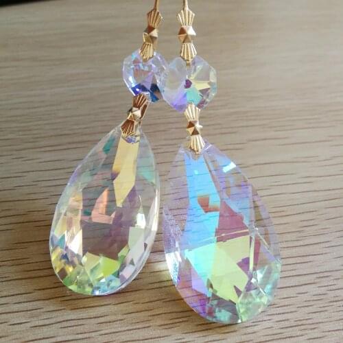 Camal 10pcs 50mm Mesh Drop Crystal AB Color Colorful Hanging Ornaments Chandelier Lamp Parts Lighting Pendant With Gold Bowties