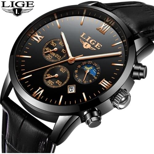 LIGE 2019 New Watch Men Fashion Sport Quartz Clock Mens Watches Brand Luxury Leather Business Waterproof Watch Relogio Masculino