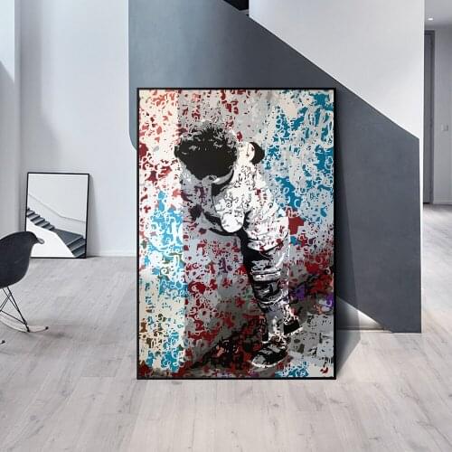 Graffiti Wall Art Boy Hiding Poster Canvas Painting Kids Room Posters And Prints Living Room Wall Art Picture Decoration Mural