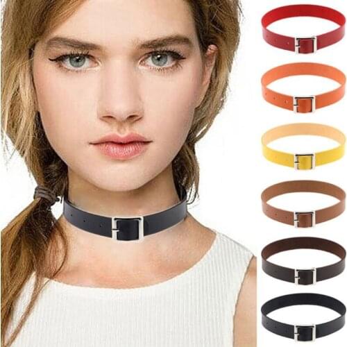 Hot Punk Harajuku Collar Choker Necklace PU Leather Choker Punk Goth 100% Handmade Neck Jewelry