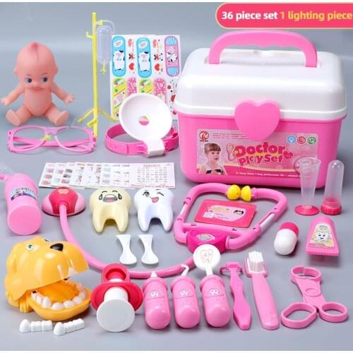 Ambulance Box 36PCS Pretend Play Doctor Game with Doll for 2 3 4 Years old Kids Girls Boys Learning Skill Educational Toys