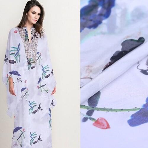Custom spring and summer digital printing silk chiffon silk clothing Hanfu sun protection clothing fabric silk cloth