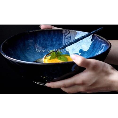 Ceramic Retro Japanese Style Soup Noodle Bowl Salad Instant Bowl Tableware