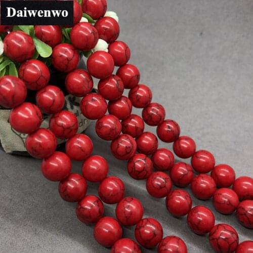 Red Turquoise Beads 4-12mm Round Natural Loose Stone Bead Diy Bracelet Jewelry