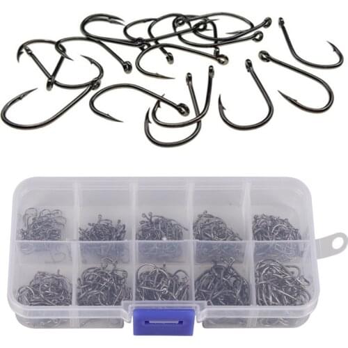 500pcs Circle Round Fishing Hooks Cusp End Carbon Steel Fishhook With Box In 10 Different Sizes Fishing Parts