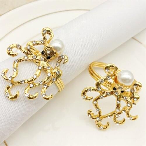 Metal animal-shaped octopus napkin ring table top decoration suitable for western dinner, cocktail party, festive gathering plac