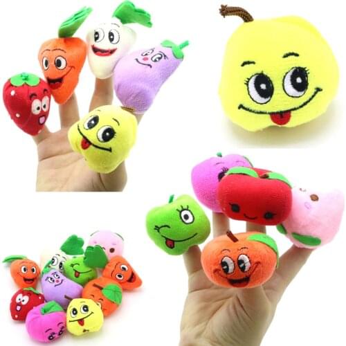 Cute Cartoon Finger Puppets Cloth Doll Baby Educational Hand Cartoon Animal / Fruit /Family Tell Story Props finger Toys Set