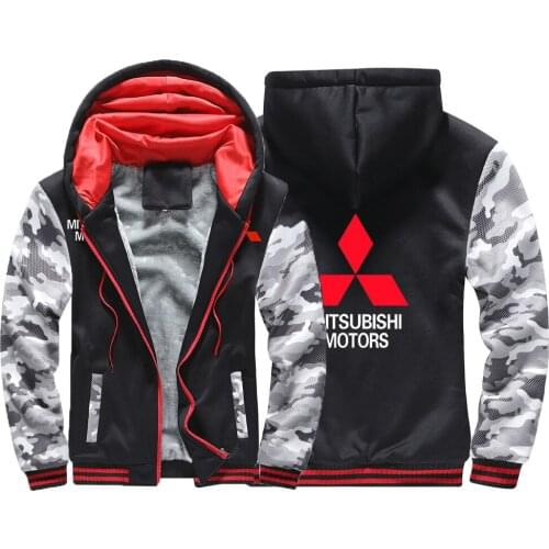 Mitsubishi Motors Mens Winter Zipper Hoodies Fashion Casual Jacket Sweatshirts Hooded Sportswear Thicken Warm Outwear Male