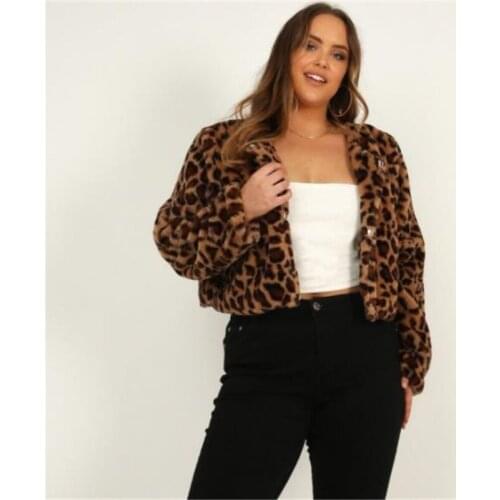 Fashion Women Leopard Coat Long Sleeve Tops Ladies Cardigan Top Faux Fur Coat Covered Button Jackets Turn-down Collar Clothes