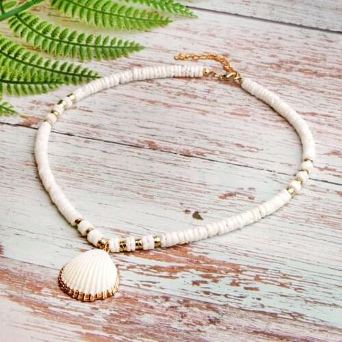 MOON GIRL Natural Shell Cowrie Pendant Necklace for Women Fashion Statement Trendy Chic Choker Collier Femme Dropshipping