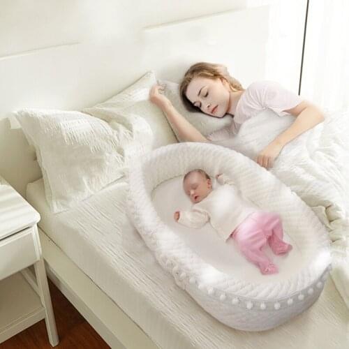 New Baby Nest Bed with Pillow Portable Crib Travel Bed Infant Toddler Cotton Cradle for Newborn Baby Bed Bassinet Bumper