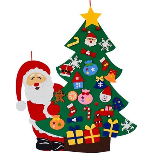 New DIY Felt Christmas Tree with Snowman Advent Calendar Wall Hanging Ornament Christmas Decoration Gifts Party Supplies