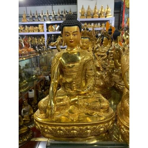 Wholesale buddha statue # 31CM LARGE # Tibetan Buddhism the Buddha FULL Gold-plated brass statue # HOME efficacious Talisman