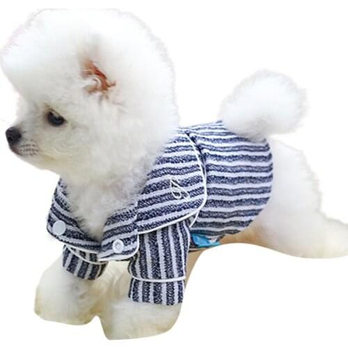 Pet Pajamas Cat Dog Clothes Soft Cotton Striped Pajamas Home Sleepwear Costume Pet Supplies