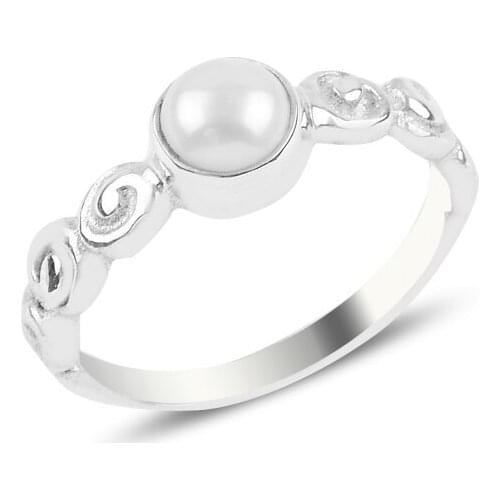 Silverlina Silver With Pearl Engagement Ring