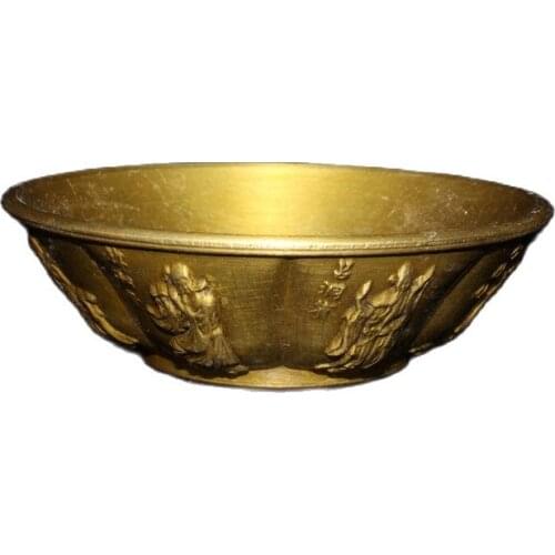 China old Beijing old goods Pure copper solid bottom eight immortals bowl
