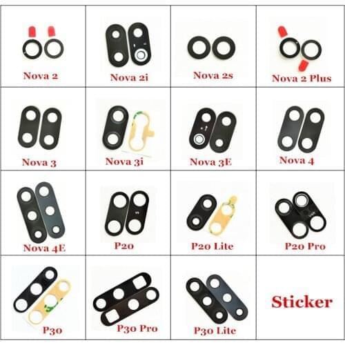 Rear Back Camera Lens Glass with 3M Glue Stickers For Huawei Nova 4 4E 3E 3i 3 2i 2s 2 Plus P20 P30 Lite Pro