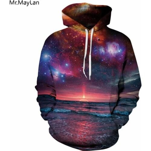 Hipster Galaxy Space Sea Sunrise 3D Print Hoodies Men/Women Hooded Sweatshirts Boys 2018 Jacket Tracksuits Clothing ropa hombre