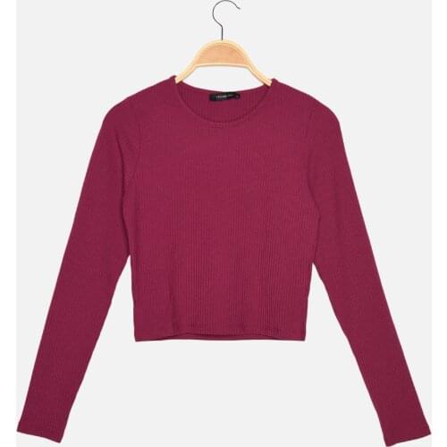 Trendyol Crop Ribbed Knitted Blouse TWOAW22BZ0087
