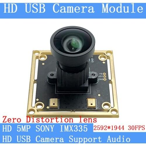 USB2.0 pure physical Zero Distortion 5MP SONY IMX335 UVC Webcam industrial 2592*1944 30FPS USB camera module support audio Linux