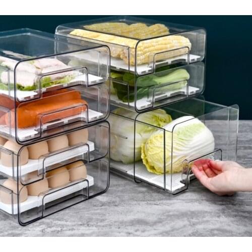 Refrigerator Drawer Storage Box Fruit Storage Box Refrigerator Shelf Storage Box Food and Beverage Transparent Container