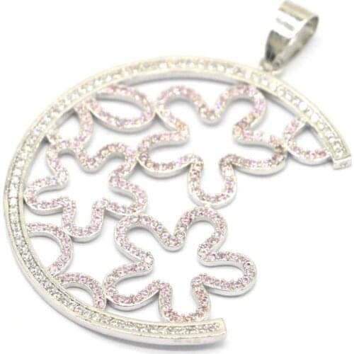 48x37mm Anniversary Star Shape Created Blue Aquamarine Bright Zircon Gift For Womans Silver Pendant Wholesale