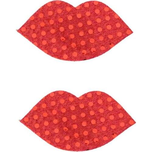 Women Red Lip Nipple Cover Sequins Pasties Sexy Nipple Covers Disposable Breast Sticker Self Adhesive Boob Tape Woman Accesoires