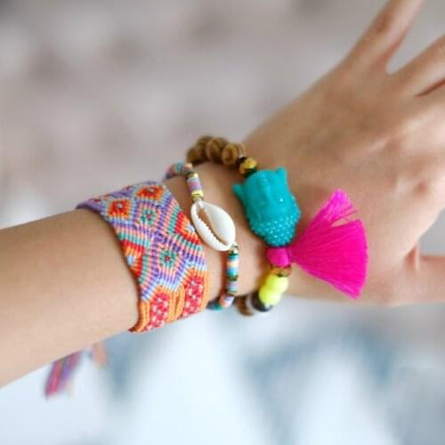 Vsco girl Boho tribal woven friendship bracelet cotton braided macram bracelet southwestern beach bracelet festiva gift women