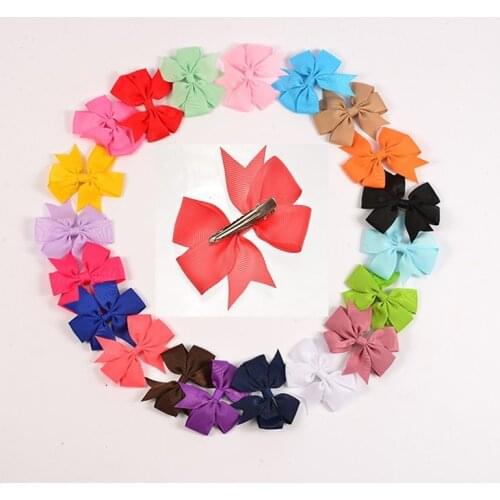 10pcs 40Colors 3inch Grosgrain Ribbon Hair Bows Hairpins Girls' Boutique Pinwheel Hair Clip Kids Hair Accessories