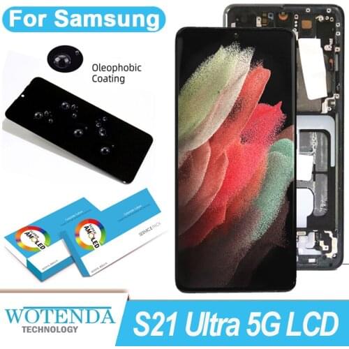 100% Original 6.8'' AMOLED Display for Samsung Galaxy S21 Ultra 5G G998F G998F/DS G998B Full LCD Touch Screen Repair Parts