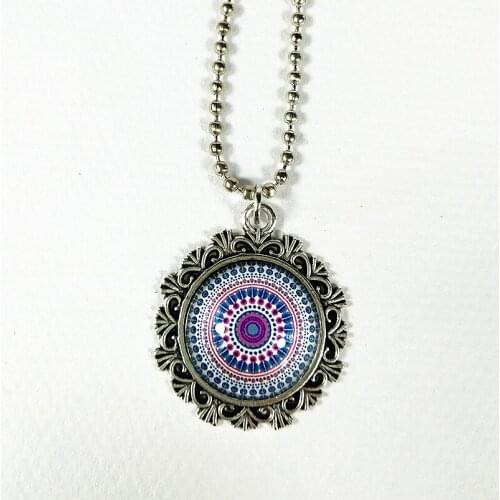 12pcs/lot(Mixed 12 styles) Bandanna Indian henna Nacklace Mandala Flower Art Cartoon Glass cabochon Pendant torque best gift