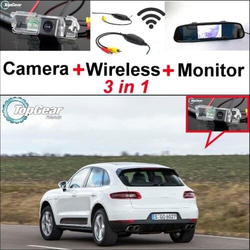 3 in1 Special Wifi Camera + Wireless Receiver + Mirror Monitor Easy DIY Back Up Parking System For Porsche Mancan 2014 2015