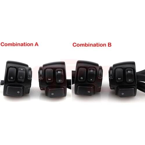 MoFlyeer 25mm Aluminum Motorcycle Handlebar Control Switches Kill Start Turn Signal Switch Button With Wiring Harness